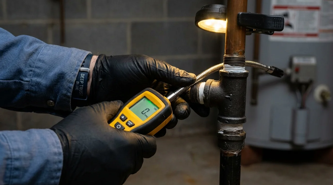Gas leak detection with electronic sniffer by Johns Plumbing LLC in Brookland