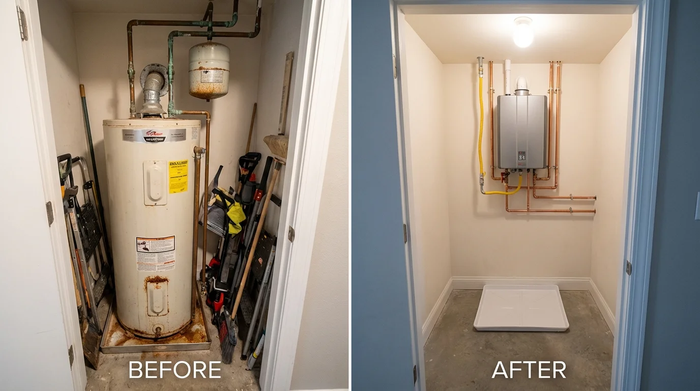 Tank water heater versus wall-mounted tankless unit comparison for Brookland, AR homeowners